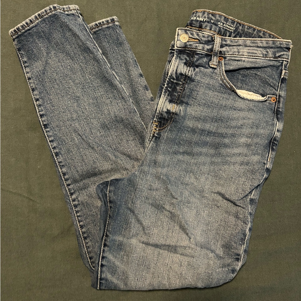Old Navy Women’s Extra High Rise O.G. Straight Blue Jeans